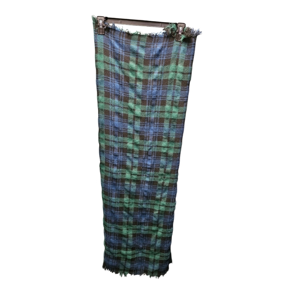 Green and Blue Plaid Scarf Wrap